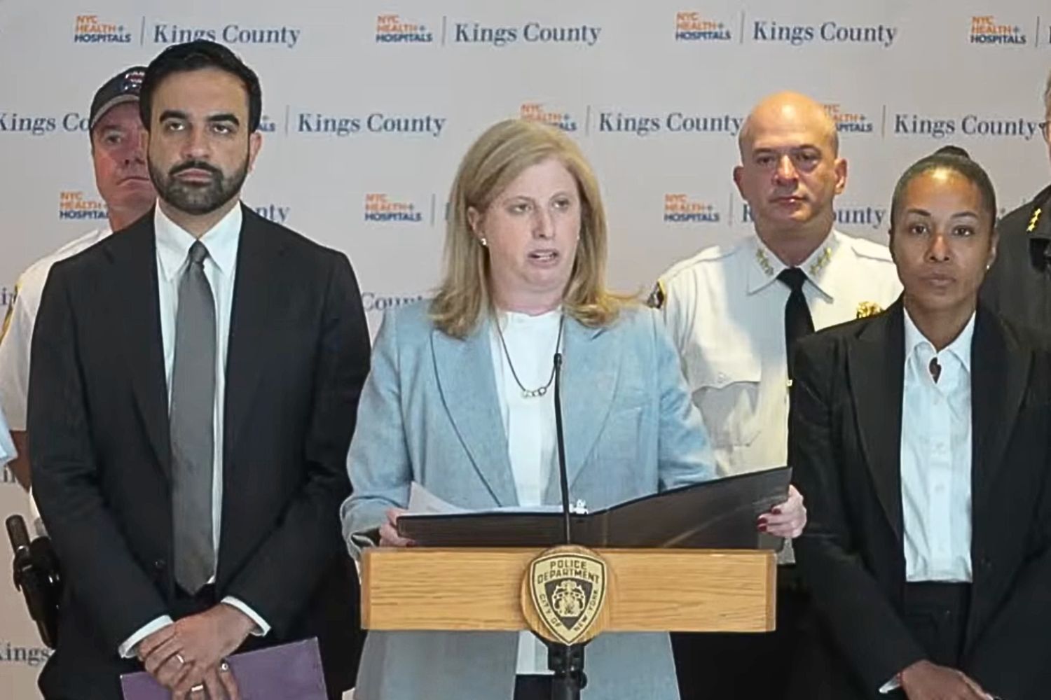 Top: New York Mayor Mamdani and Police Commissioner Jessica Tisch address the media on Friday.